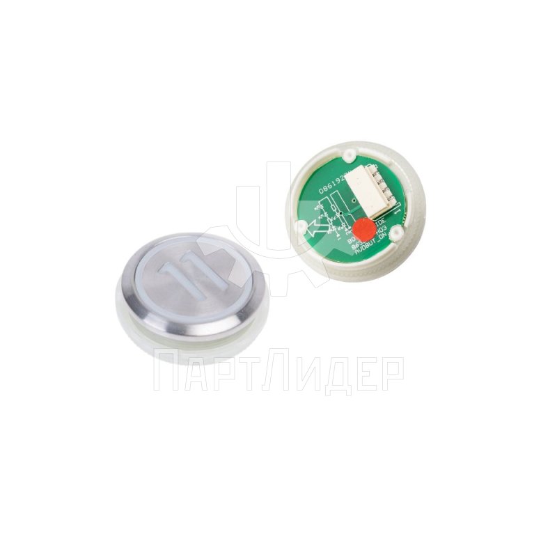 Модуль кнопочный 11 серебристый круглый с красной подсветкой KDS50 Kone