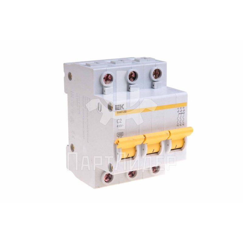 Выключатель автоматический 2А 3P тип C ВА47-29 MVA20-3-002-C ИЭК